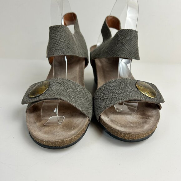Taos Sandals 41 US 10-10.5 Taupe Carousel 2 Wedge Open Toe Leather Comfort - Picture 7 of 15